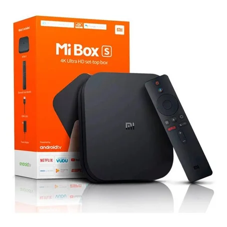 Mi Box S 4K Ultra HD جهاز تشغيل الوسائط الذكي يعمل بنظام الأندرويد مع جهاز تحكم عن بعد