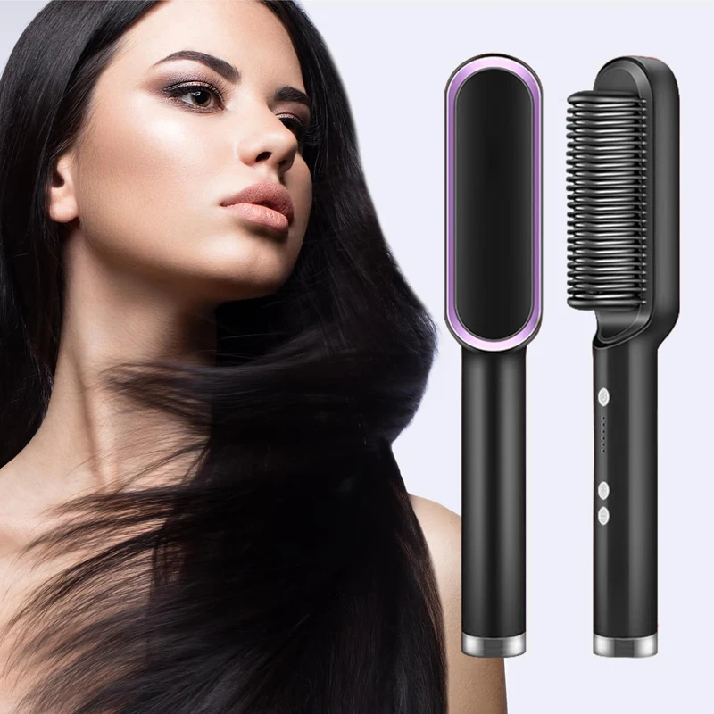 Electric hair straightener brush