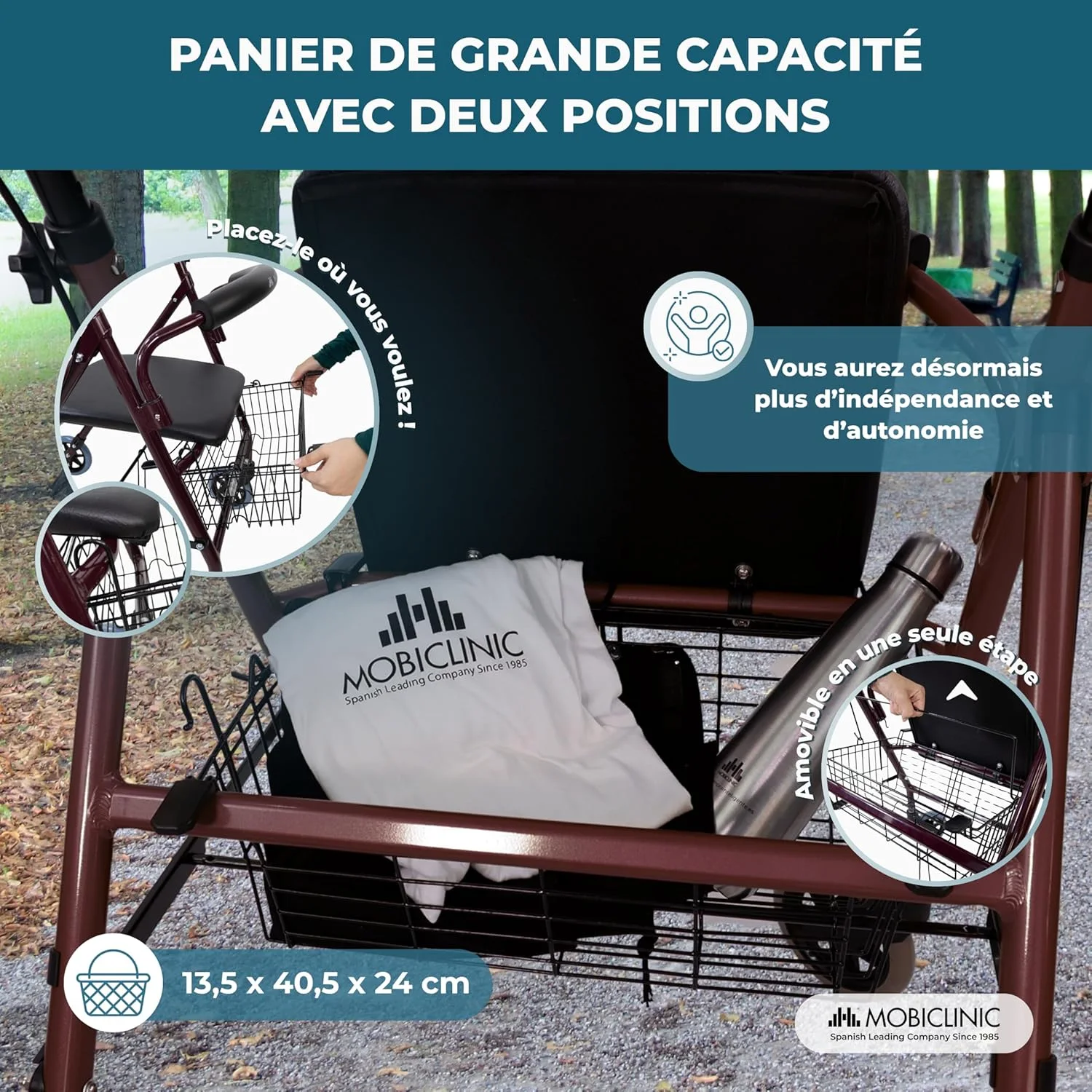 Déambulateur pour Personnes Âgées, Pliable, Réglable en Hauteur, Freins Manuels et Verrouillables