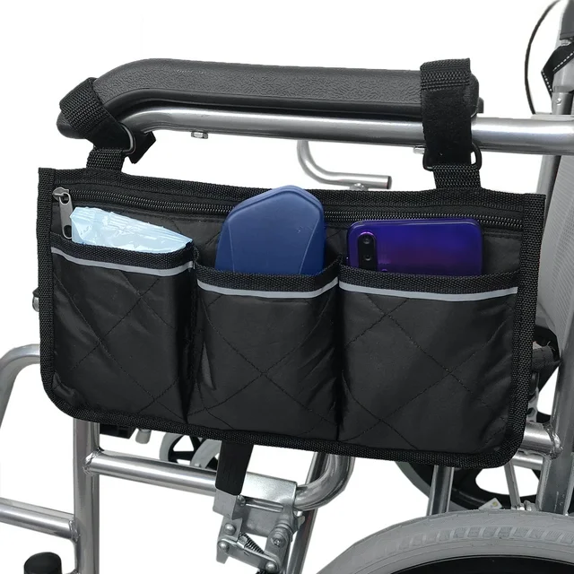 Sac de rangement pour accoudoir de fauteuil roulant suspendu pour le côté de la chaise, accessoires pour fauteuils électriques manuels ou motorisés
