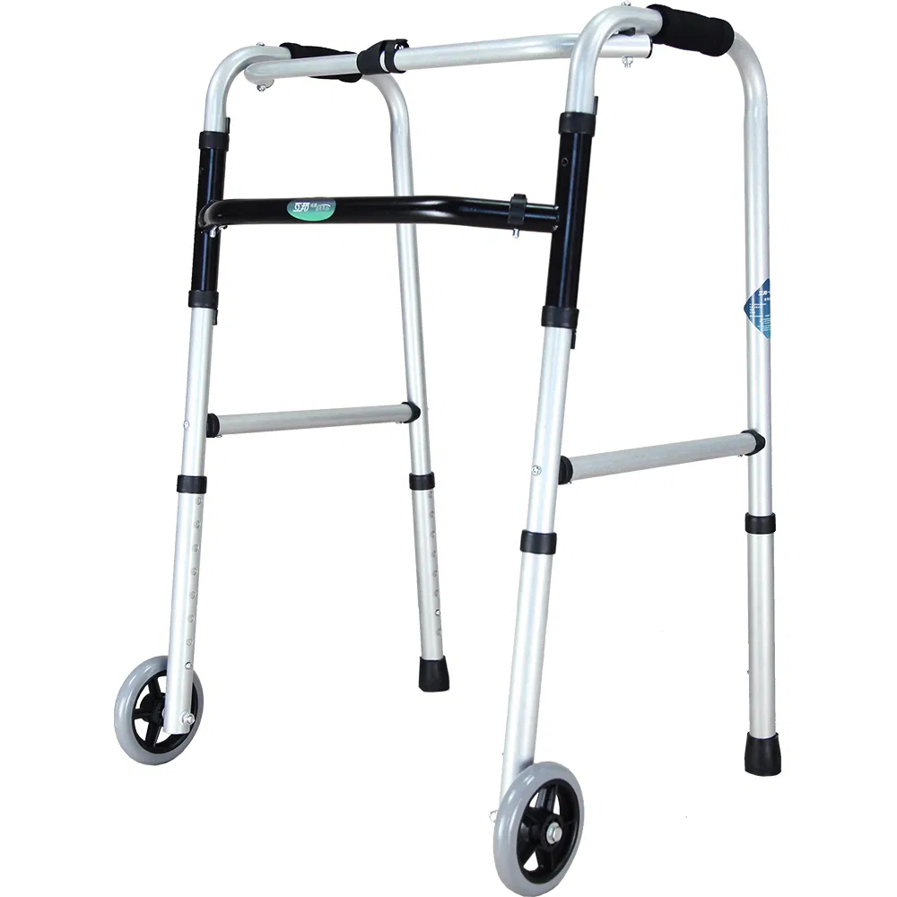 Déambulateur, Cadre de Marche Pliable Avec Roues, Structure en U avec Support antidérapant, Marcheur à mobilité Robuste