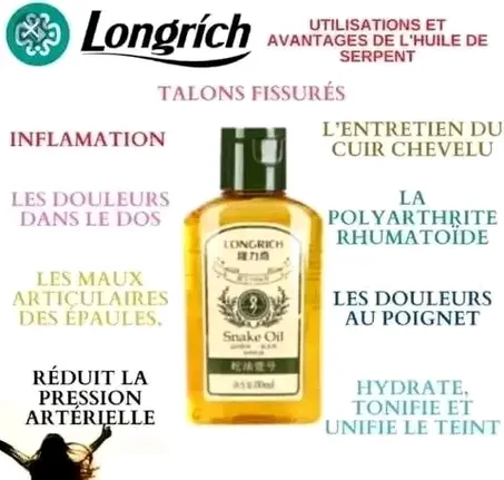 Longrich Snake Oil Gel - Huile de massage/lotion 80ML, Or