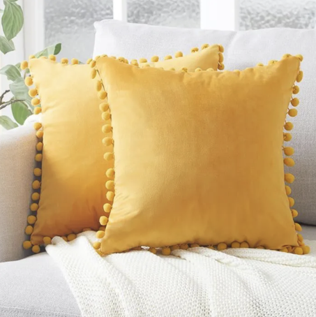 2 Coussin Giex décoratif velours – Avec Boulettes