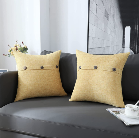 Coussin Velours Décoratif – Lot de 4 – Jaune