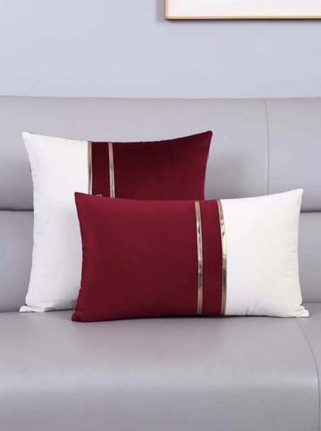 Coussin Velours & Cuir 40x40cm – 30/50cm Lot de 2