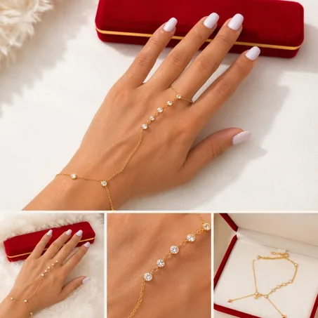 Bracelet de main avec bagues – Acier inoxydable