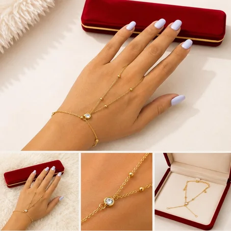 Bracelet de main avec bagues – Acier inoxydable