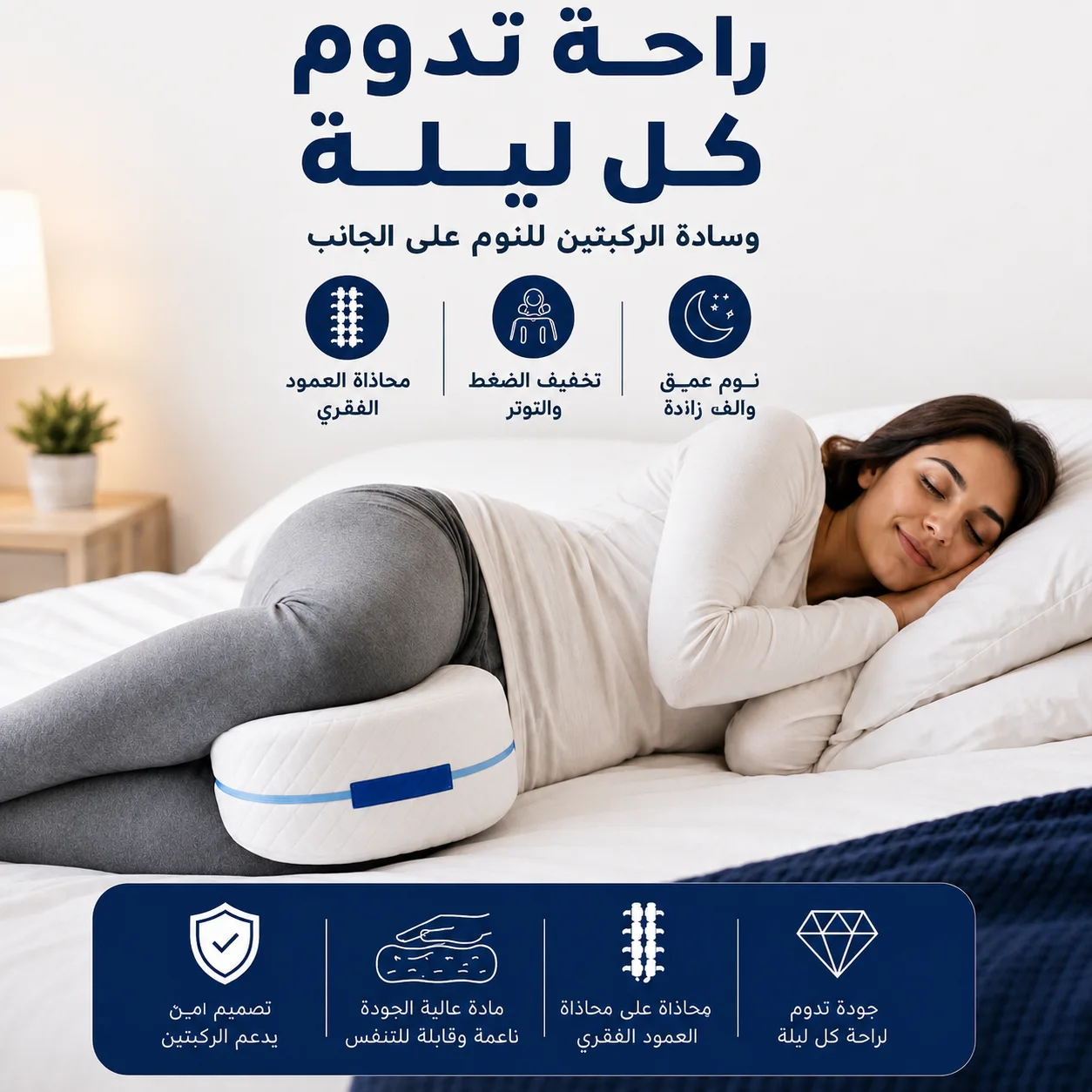 وسادة الأرجل للنوم على الجانب