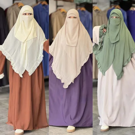طقم الأناقة والوقار (3 قطع) عباية، فولار كشكشة ونقاب
