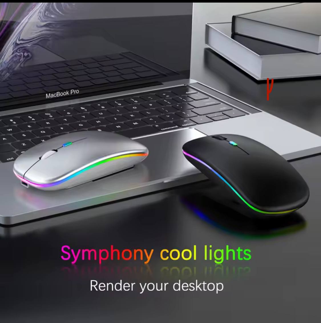ماوس لاسلكية RGB قابلة للشحن - اتصال مزدوج و تصميم صامت!