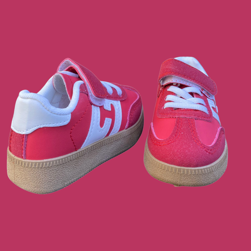 Baskets à fermeture velcro - Blanc/Rouge