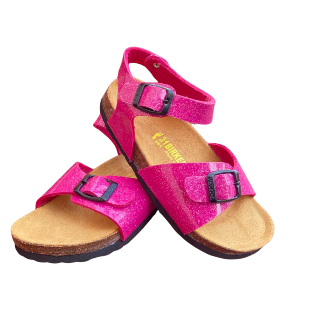 Sandales roses pailletées confort – du 25 au 35