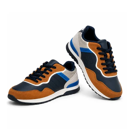 Sneakers Garçon Sport Bleu Marine & Camel Électrique - du 31 au 37 • Espagne