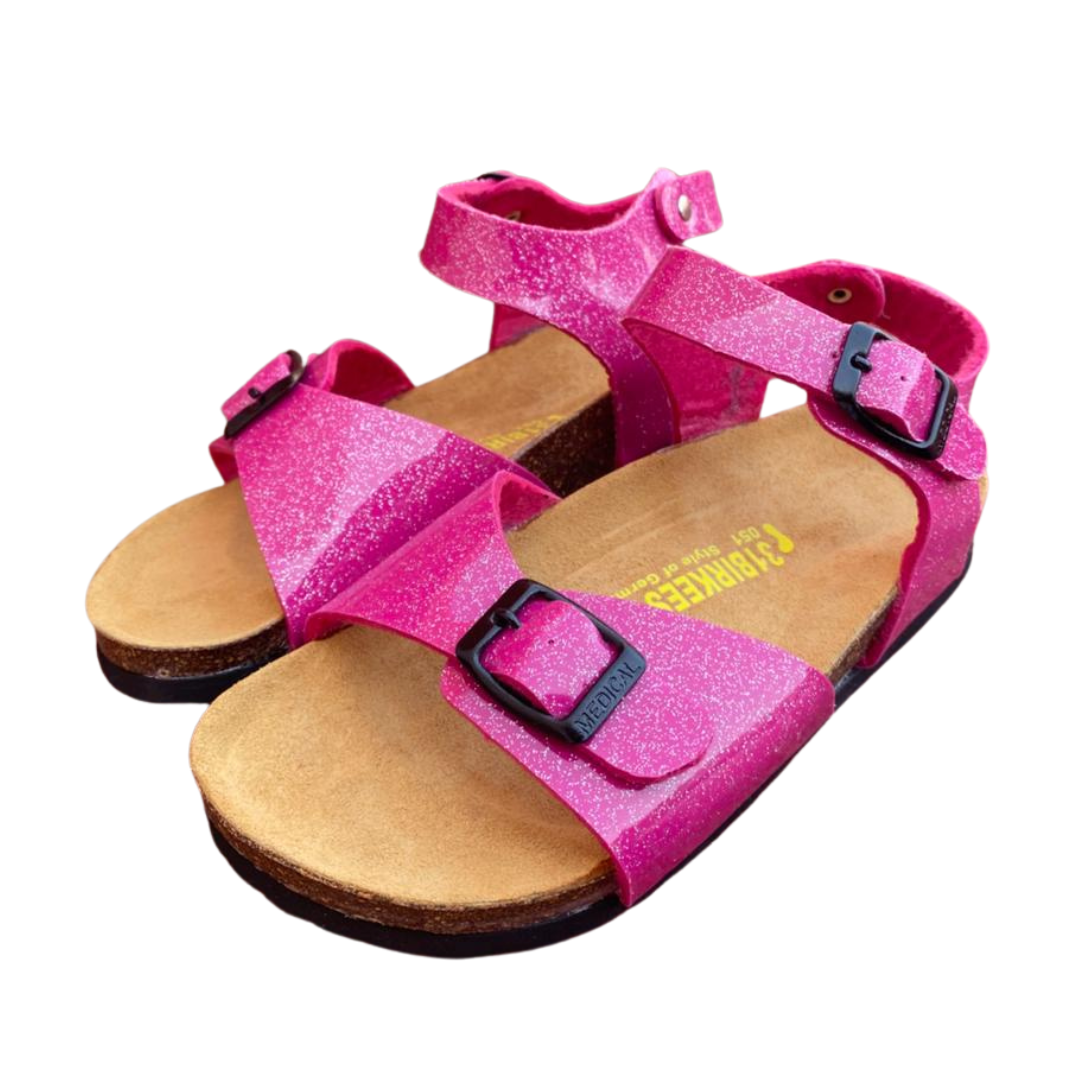 Sandales roses pailletées confort – du 25 au 35