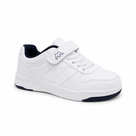 Demax Sneakers Blanc & Bleu Marine Scratch Confort - du 26 au 33 • Espagne