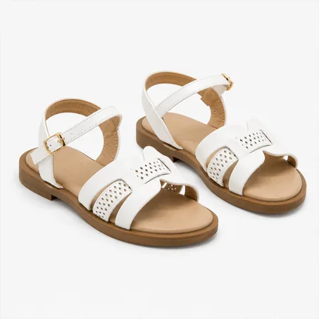 Sandales Fille Blanc à Brides Ajustables - du 25 au 36 • France