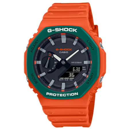 Casio G-Shock GA-2100-1A4ER Orange et Contour Vert