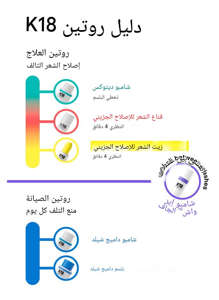 K18 علاج الكيراتين للعناية بالشعر وفروة الرأس  ، استعادة الشعر التالف العميق ،