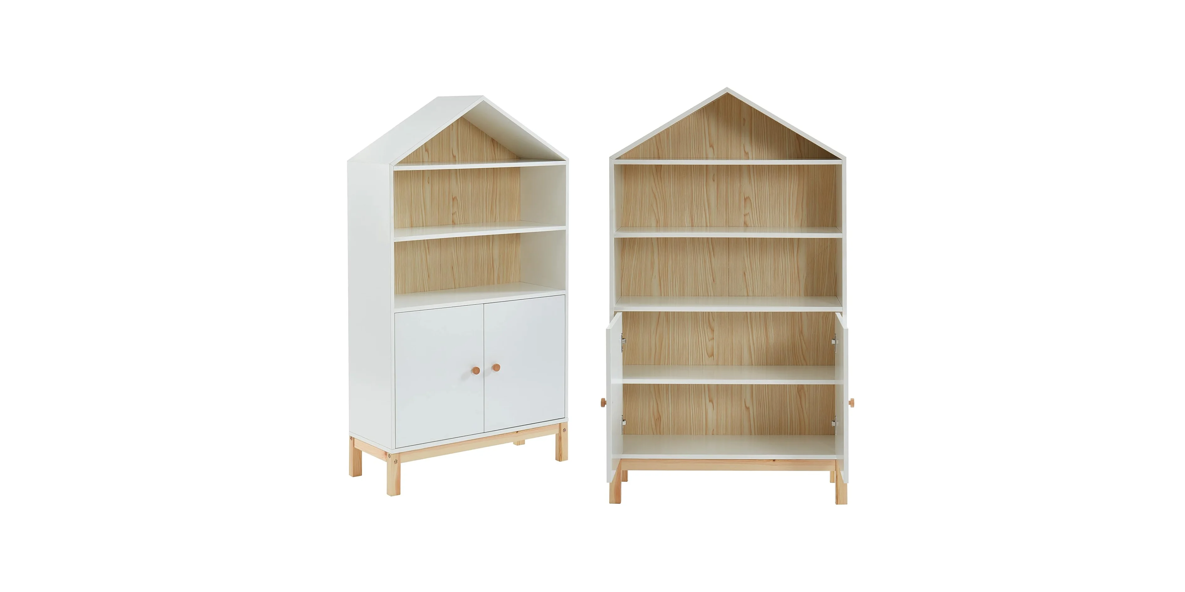 Armoire enfant TINY CABANE - blanc et bois - 70 × 30 × 122 cm