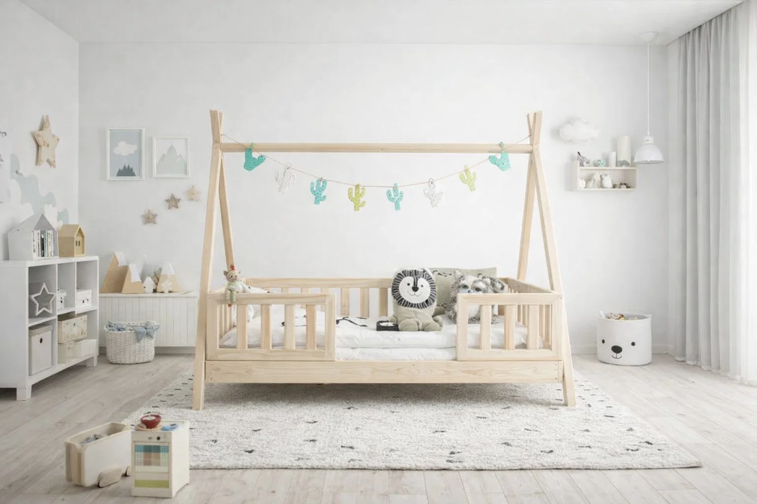 Lit d'enfant TIPI maison d'enfant 100 % bois naturel - 3 tailles