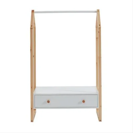 Portant enfant TINY - Blanc et Bois - 130 * 70 * 40 cm