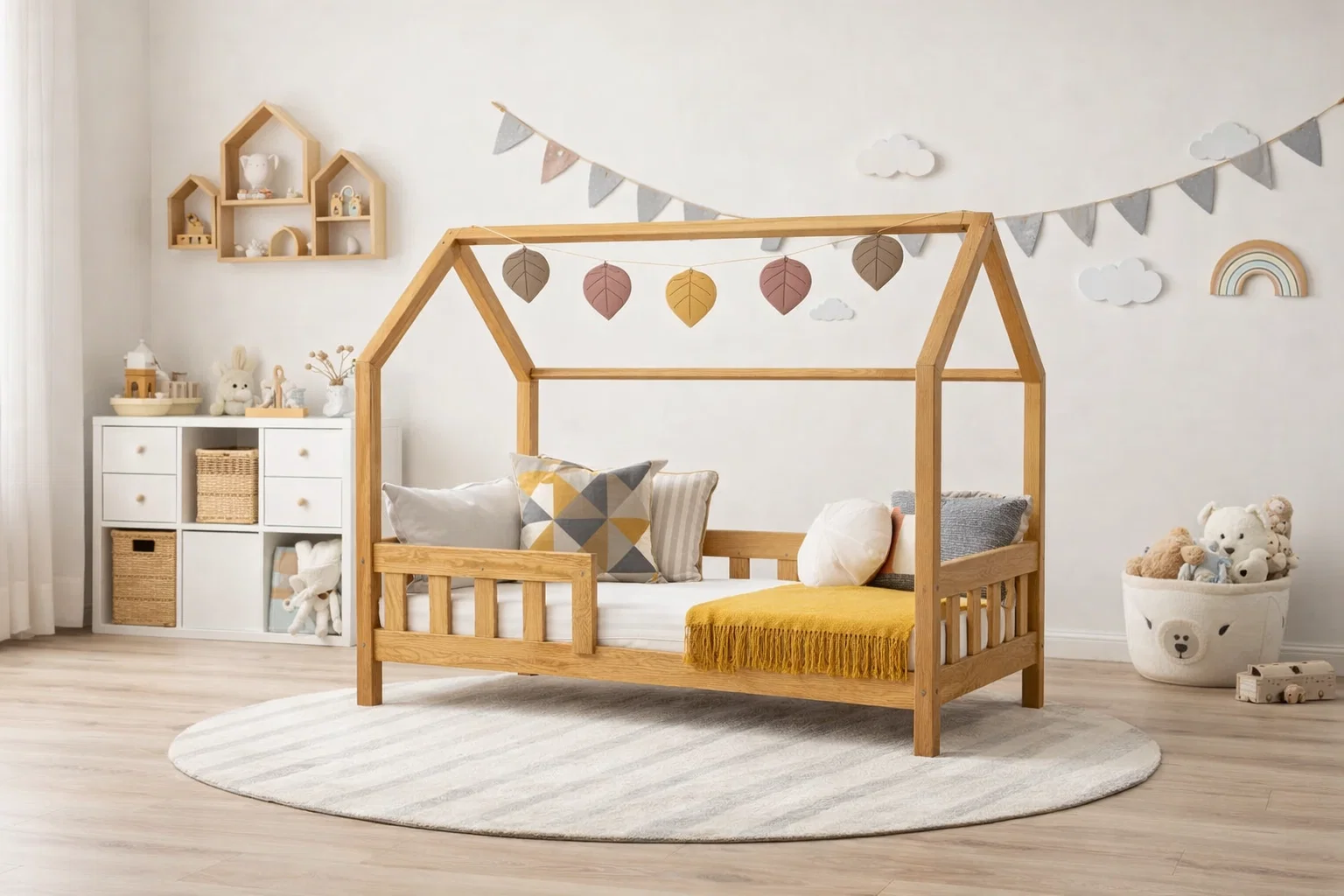 Lit Montessori évolutif - 100 % Bois Naturel - 3 tailles
