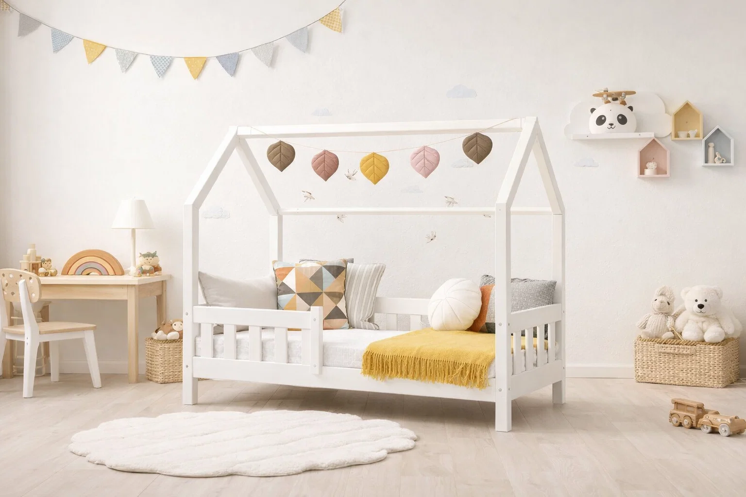 Lit Montessori évolutif - 100 % Bois Naturel - 3 tailles