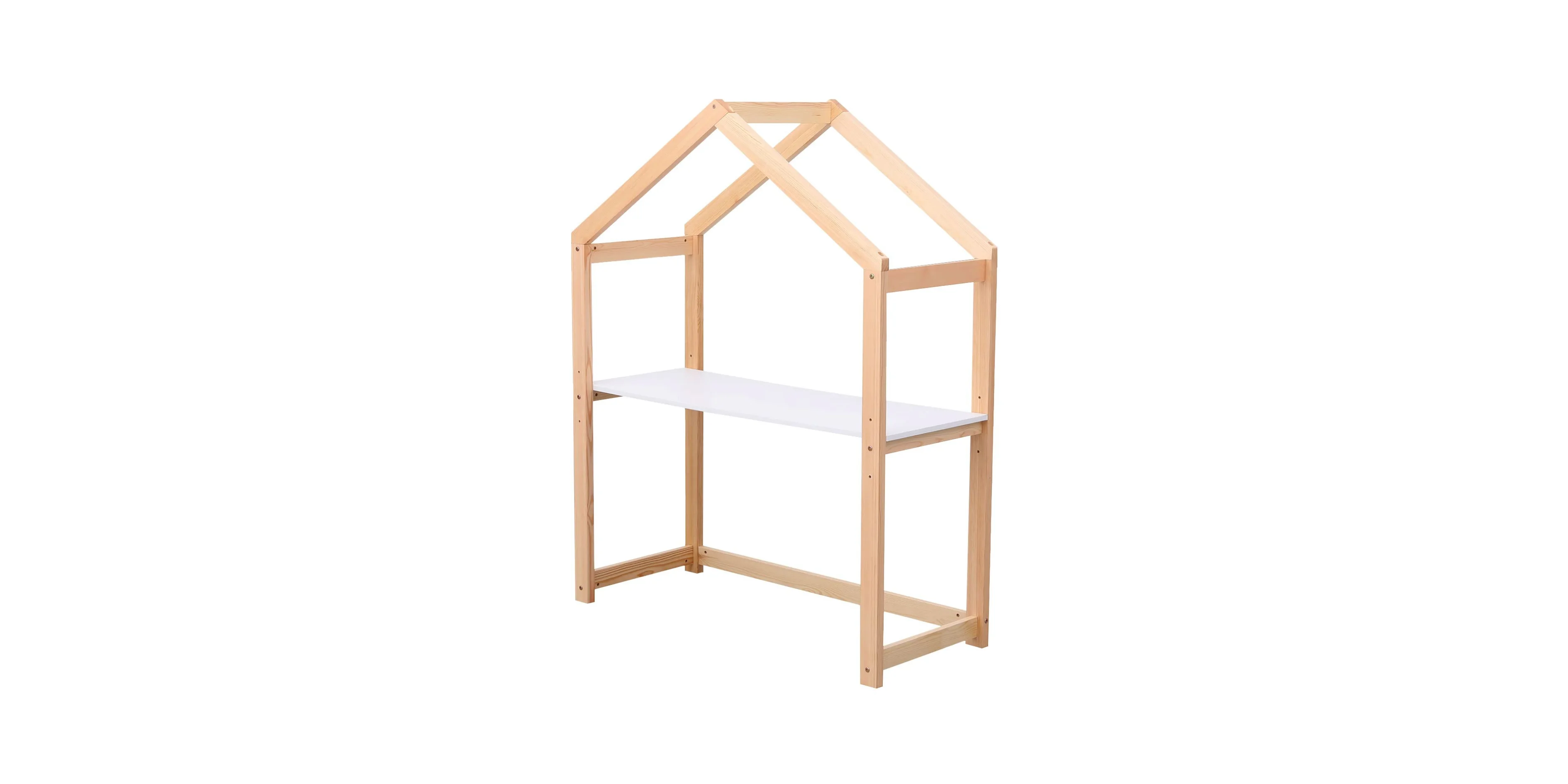 Bureau TINY CABANE - Plateau réglable - Blanc et bois - 170 * 100 * 50 cm