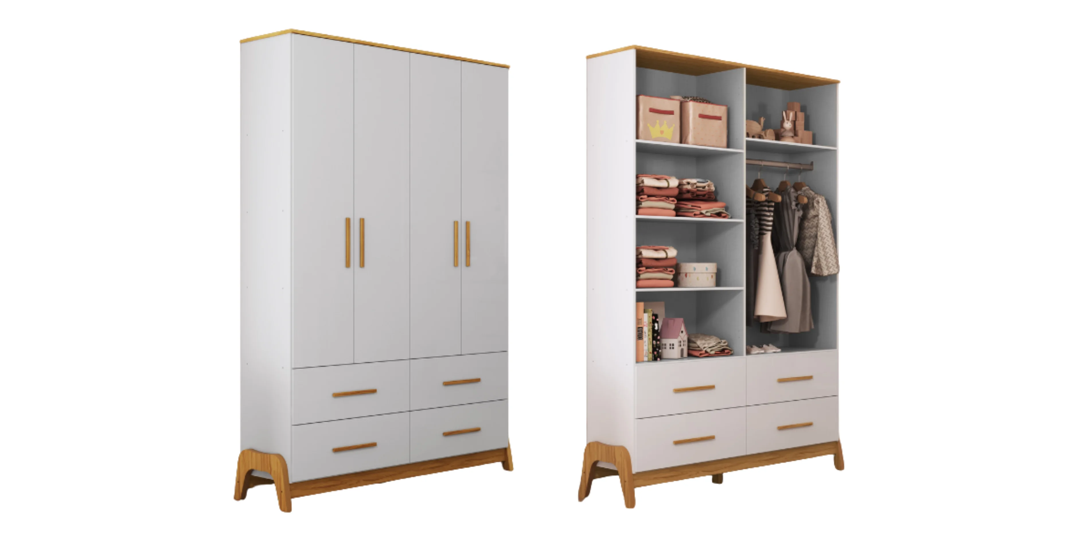 Armoire Ayla 4 Portes - 210 * 140 * 45 cm