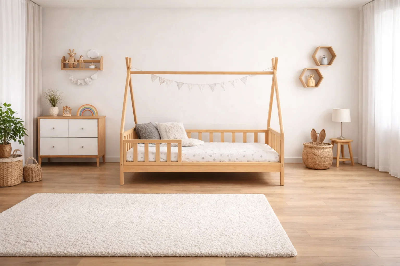 Pack SARAH : Lit TIPI + Bureau + Rangement + 🎁