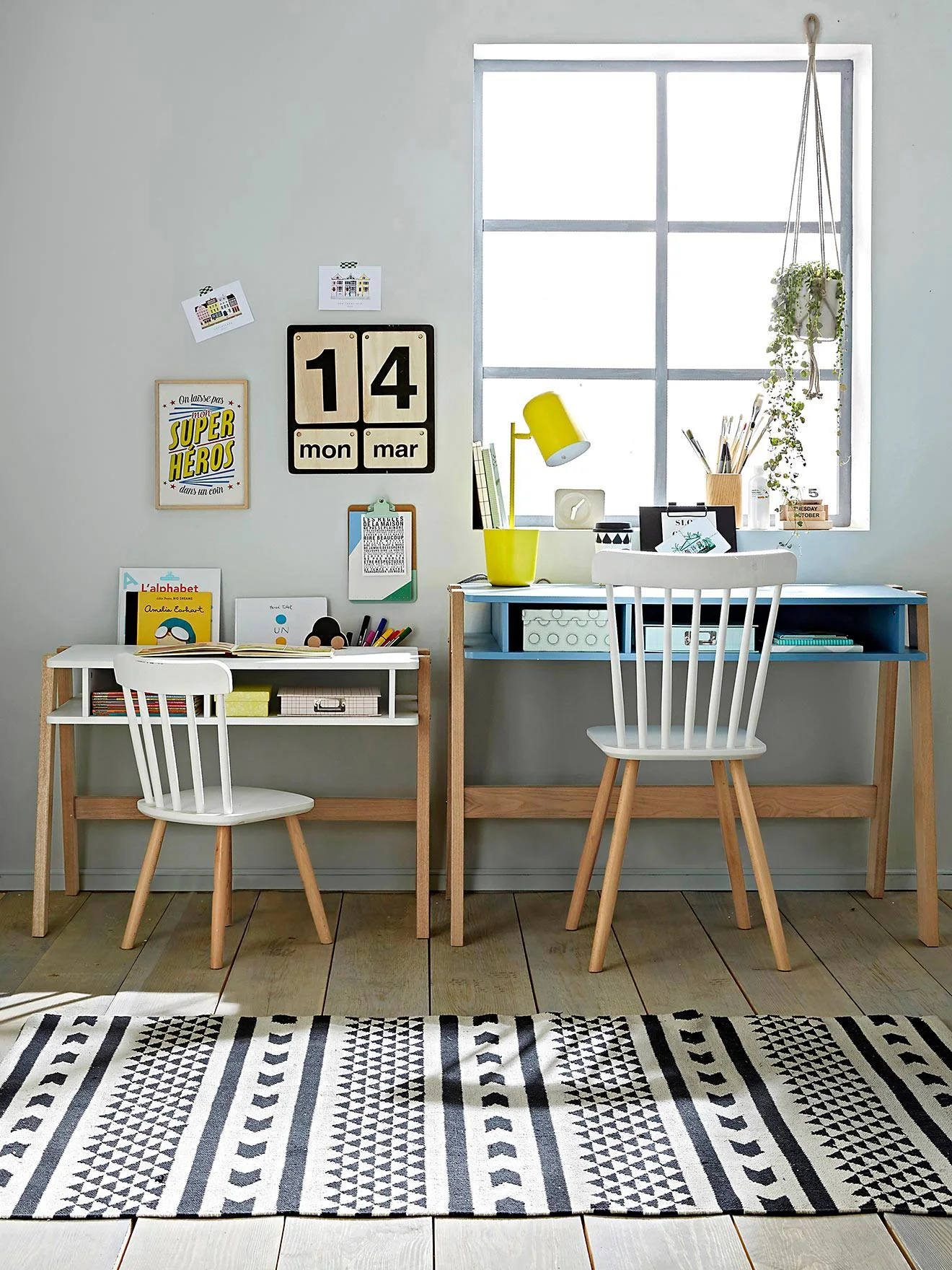 Chaise enfant ARCHITECT - hauteur d'assise 45 cm - blanc/naturel