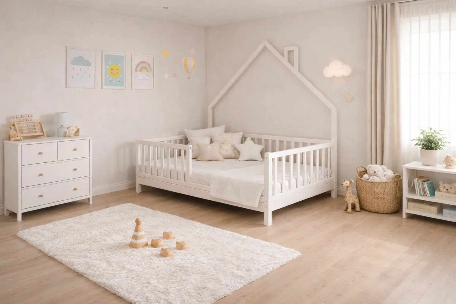 Lit Montessori évolutif - 100 % Bois Naturel - 3 tailles