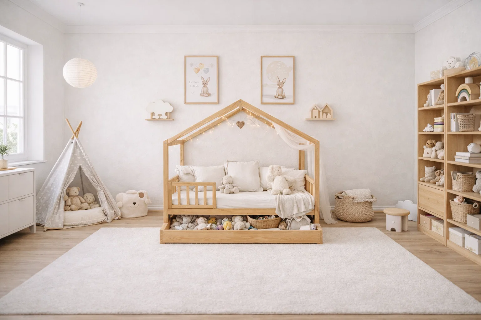 Lit Montessori évolutif - 100 % Bois Naturel - 3 tailles