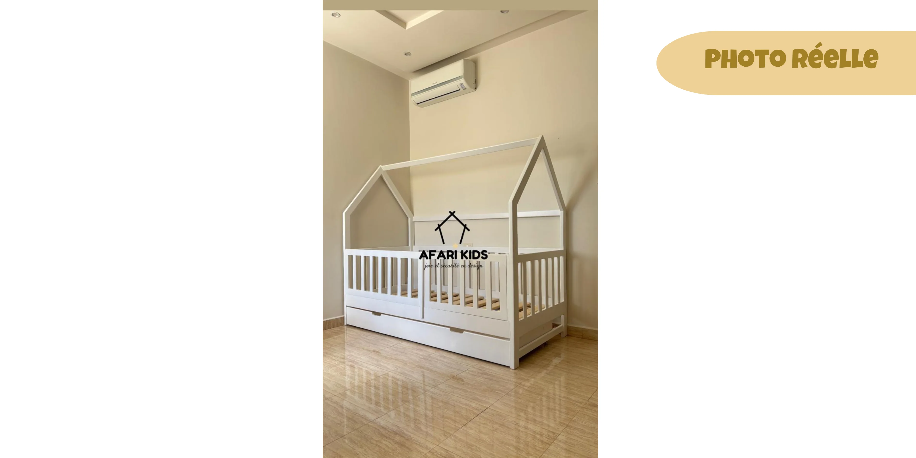 Lit Cabane PIKLER 100 % bois naturel avec tiroir de rangement - 3 tailles