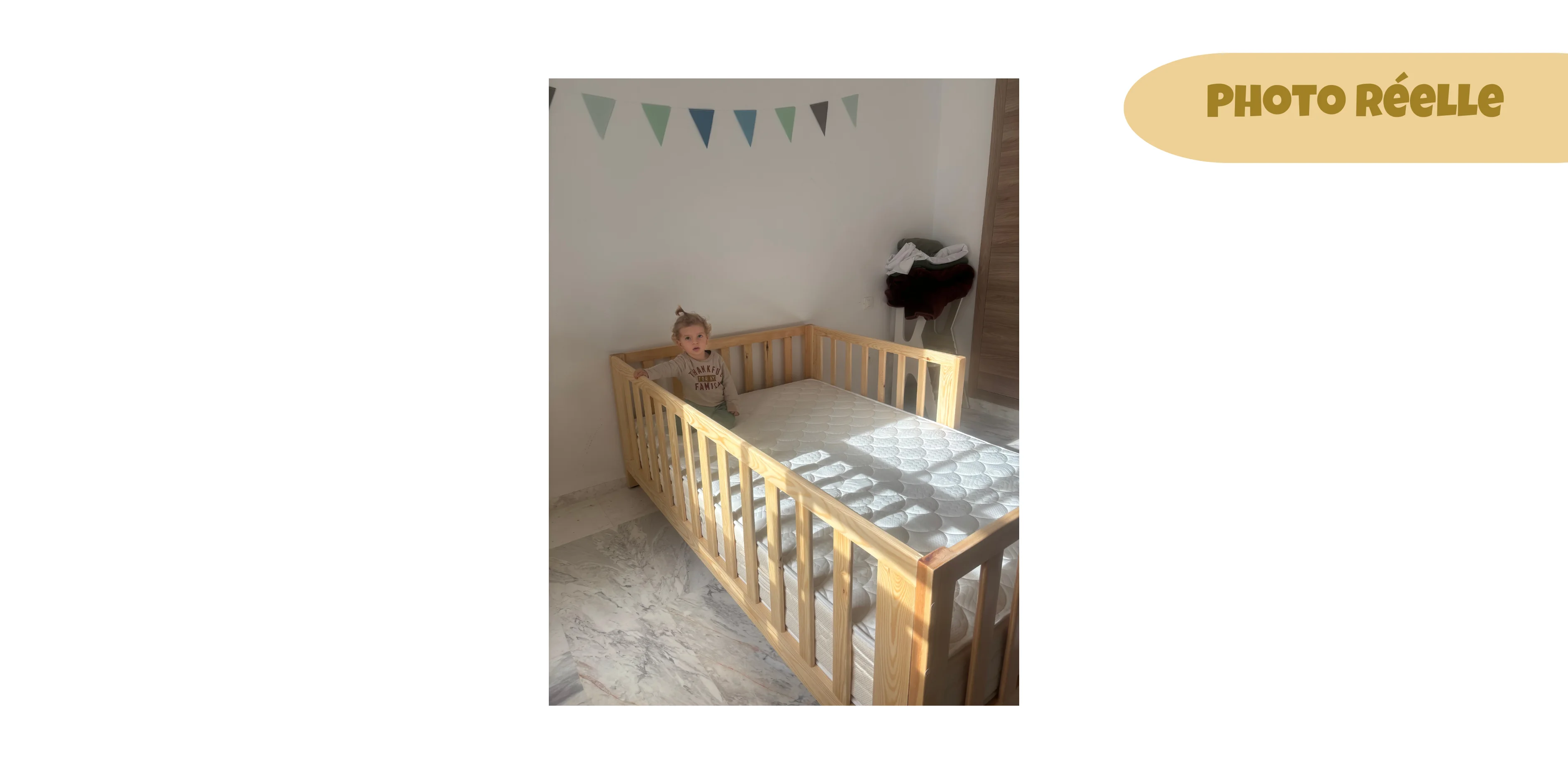 Lit MONTESSORI 100 % bois naturel - 3 tailles