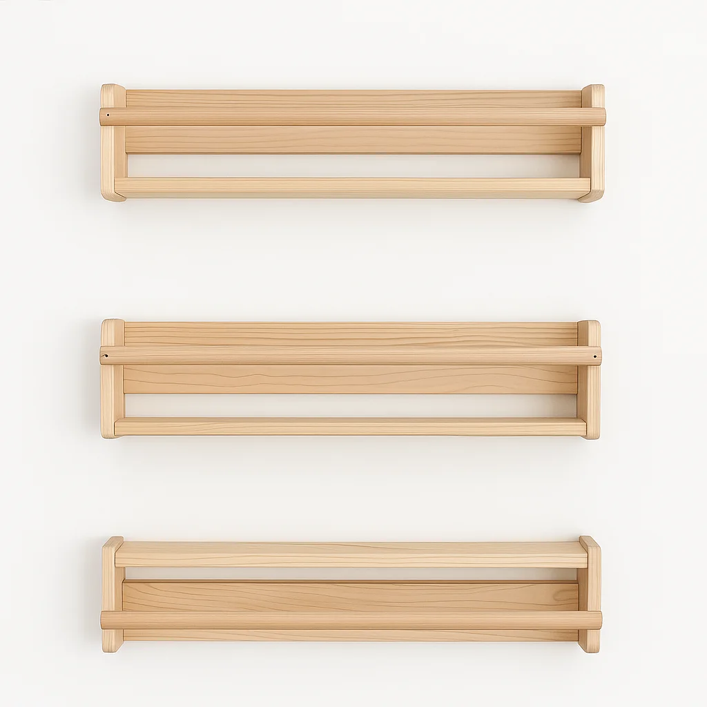 Étagères murales en bois naturel – Lot de 3