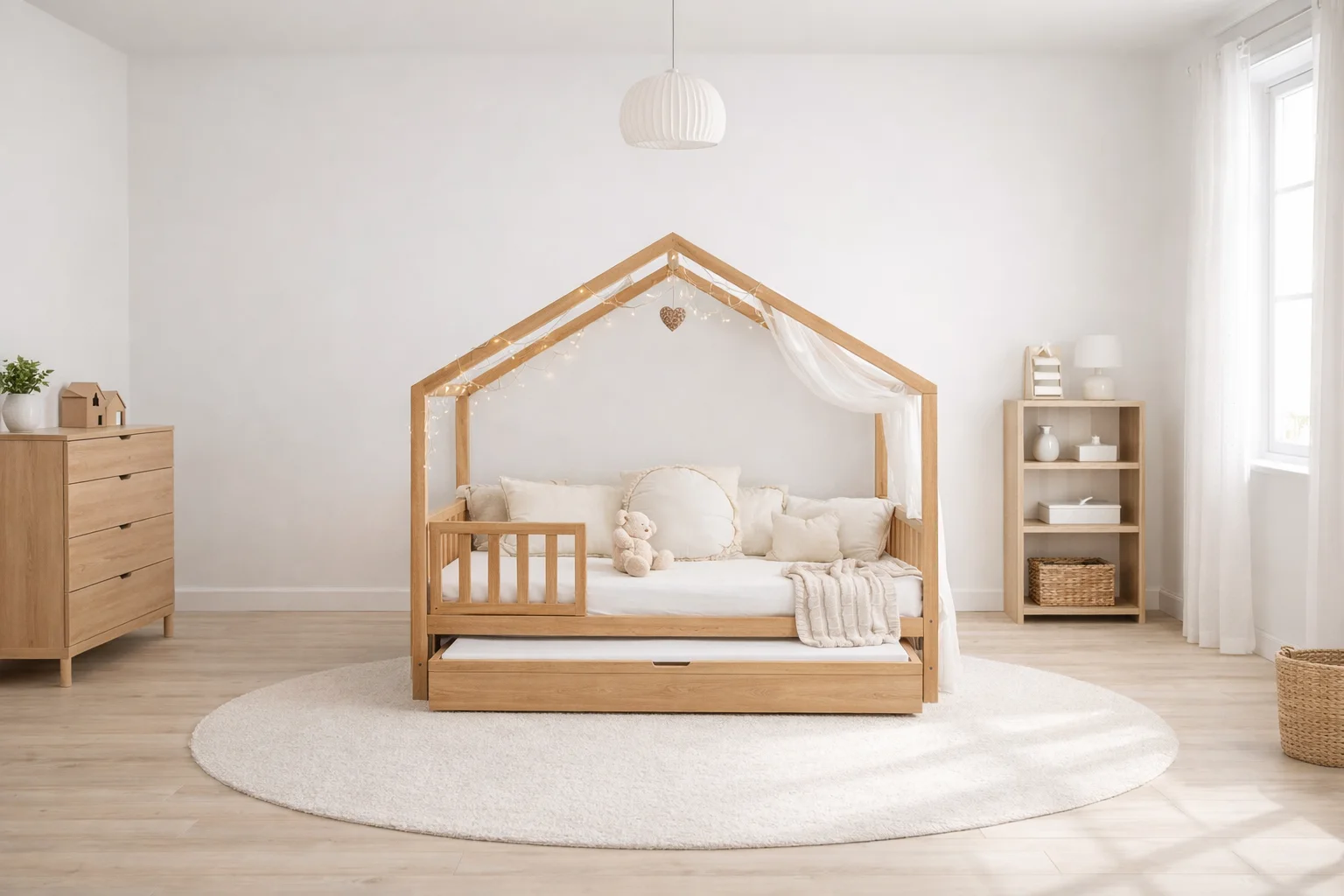 Lit Montessori évolutif - 100 % Bois Naturel - 3 tailles