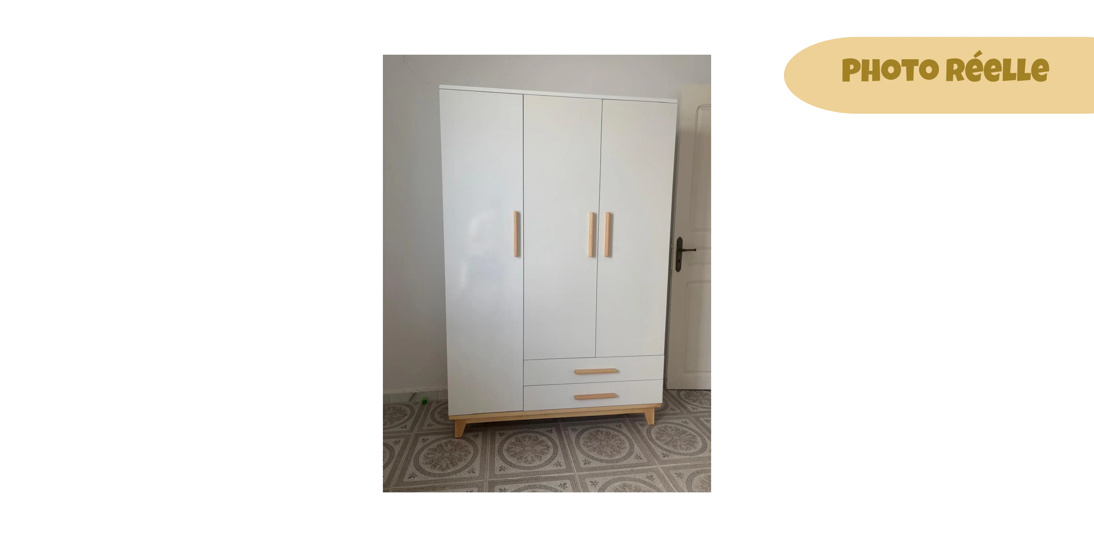 Armoire JIMI 3 portes et 2 tiroirs - 180 * 120 * 45 cm