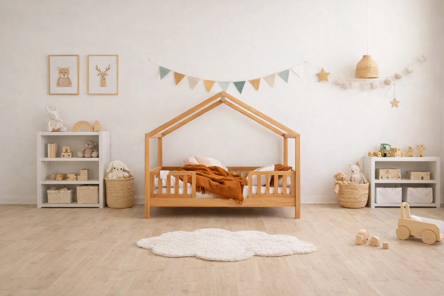 Lit Montessori évolutif - 100 % Bois Naturel - 3 tailles