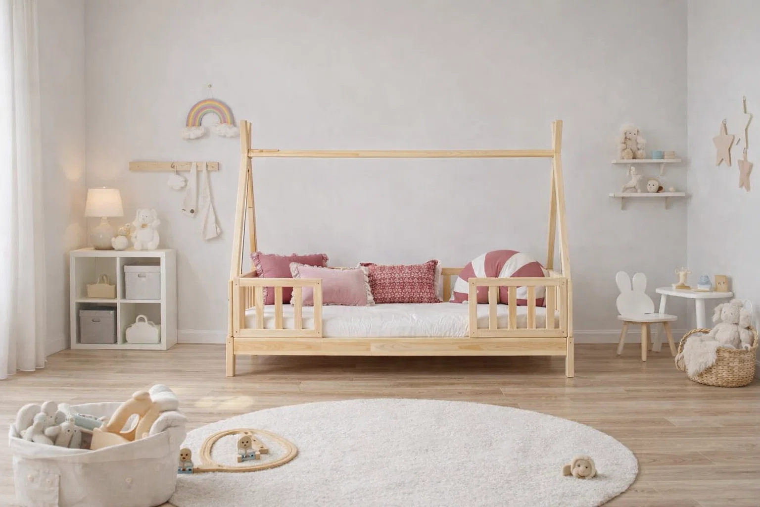 Lit d'enfant TIPI maison d'enfant 100 % bois naturel - 3 tailles