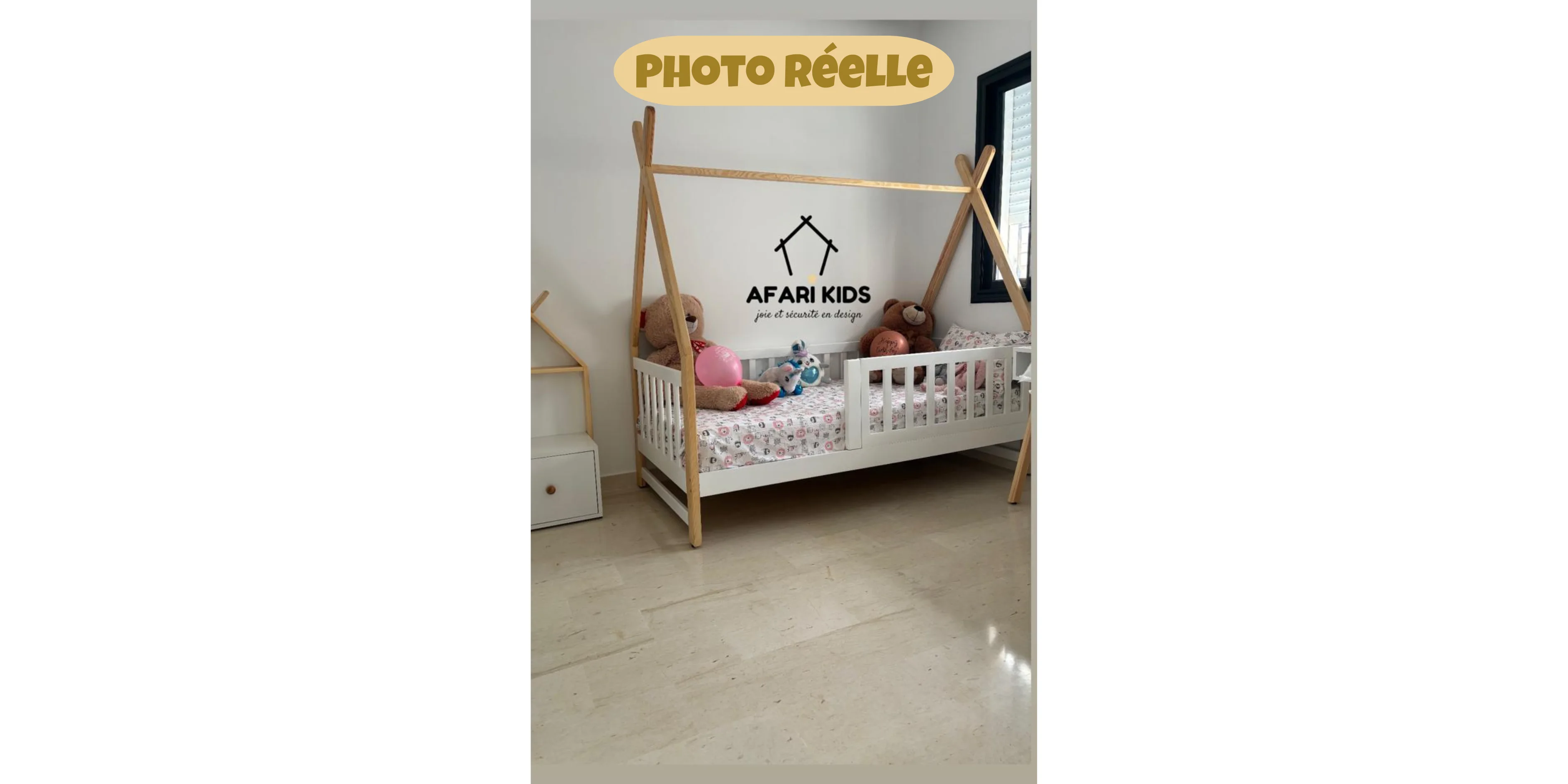 Lit ENZO - 100 % Bois Naturel - 3 tailles