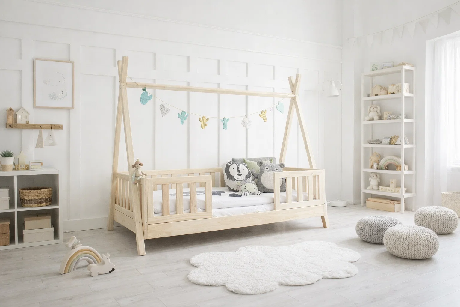 Lit d'enfant TIPI maison d'enfant 100 % bois naturel - 3 tailles