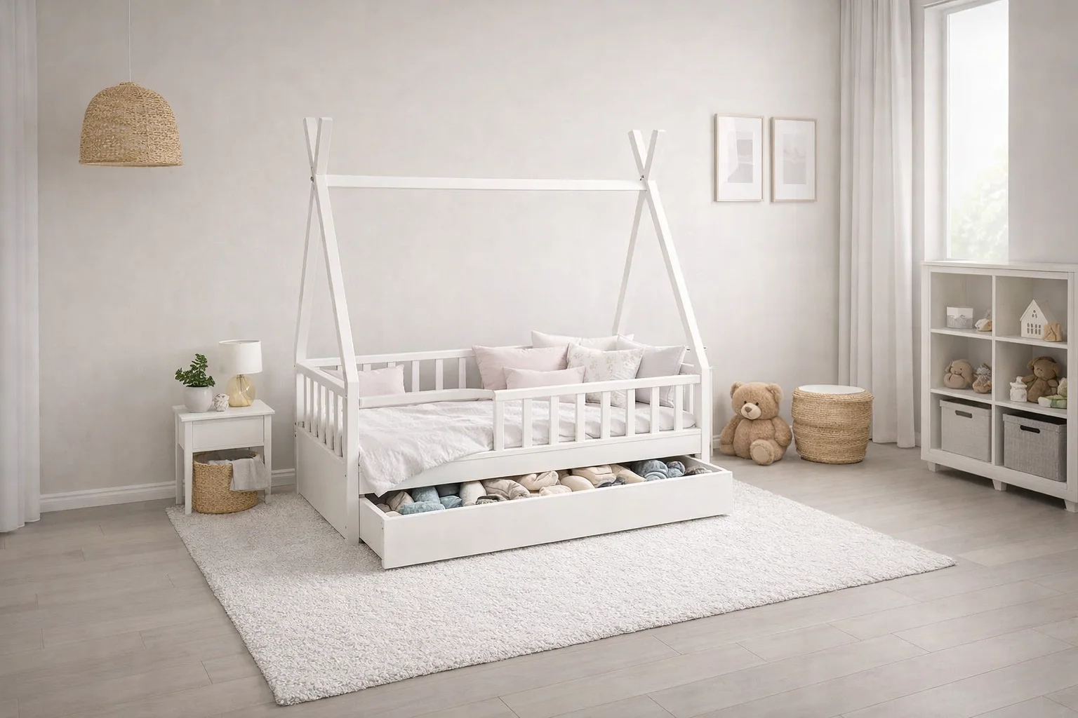 Lit Montessori évolutif - 100 % Bois Naturel - 3 tailles