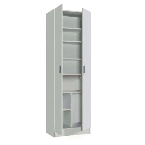 Dmora Armoire polyvalente à deux portes avec six étagères, blanche  59 x 180 x 37 cm