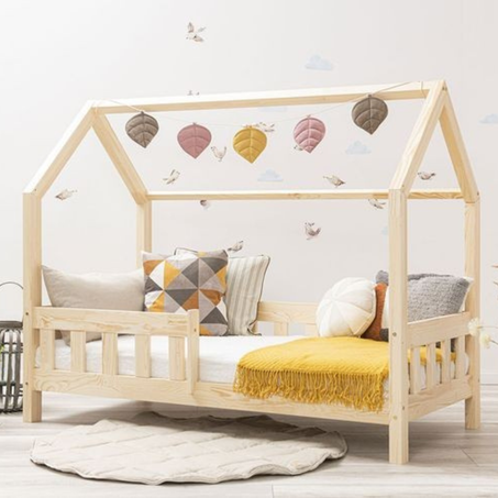 Lit cabane PIKLER  avec barrière - 100 %  bois naturel - 3Tailles