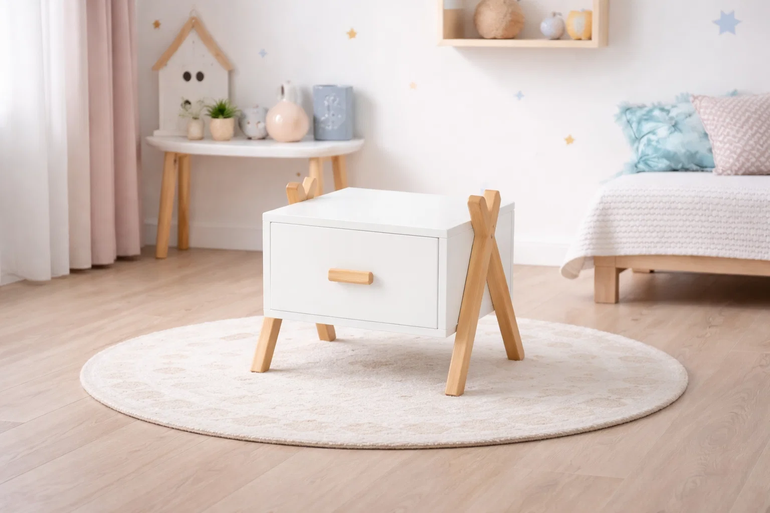 Pack chambre LINA - Lit Cabane + Armoire + Bureau + Table de chevet + 1 CADEAU 🎁