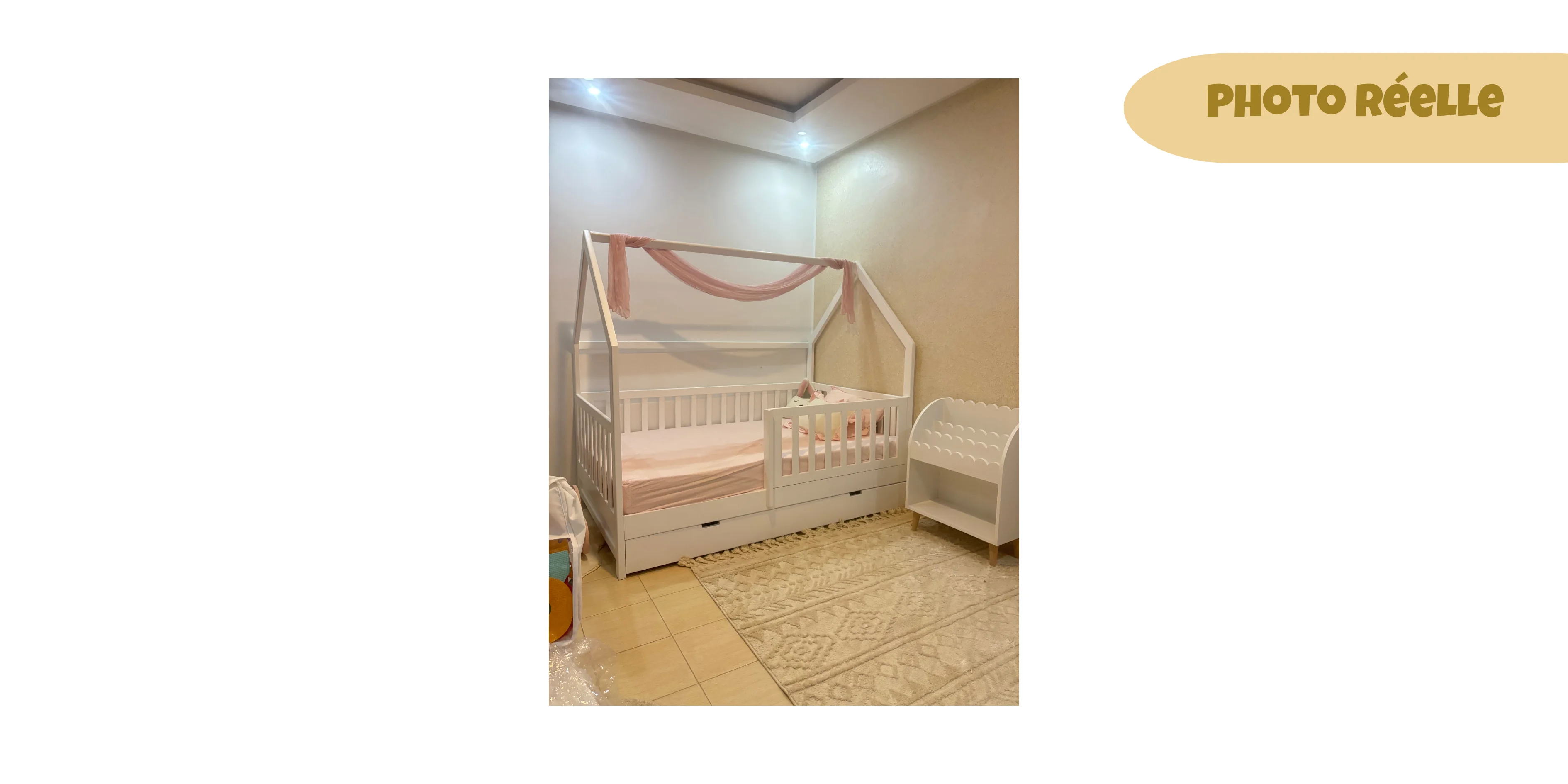 Lit Cabane PIKLER 100 % bois naturel avec tiroir de rangement - 3 tailles