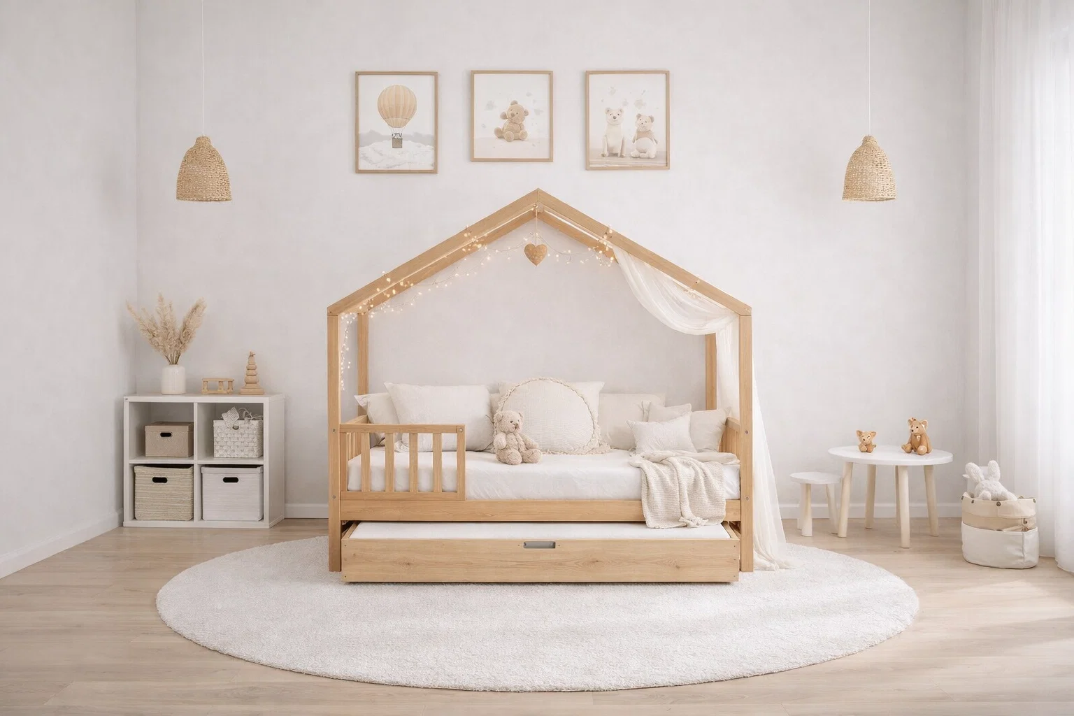 Lit Montessori évolutif - 100 % Bois Naturel - 3 tailles