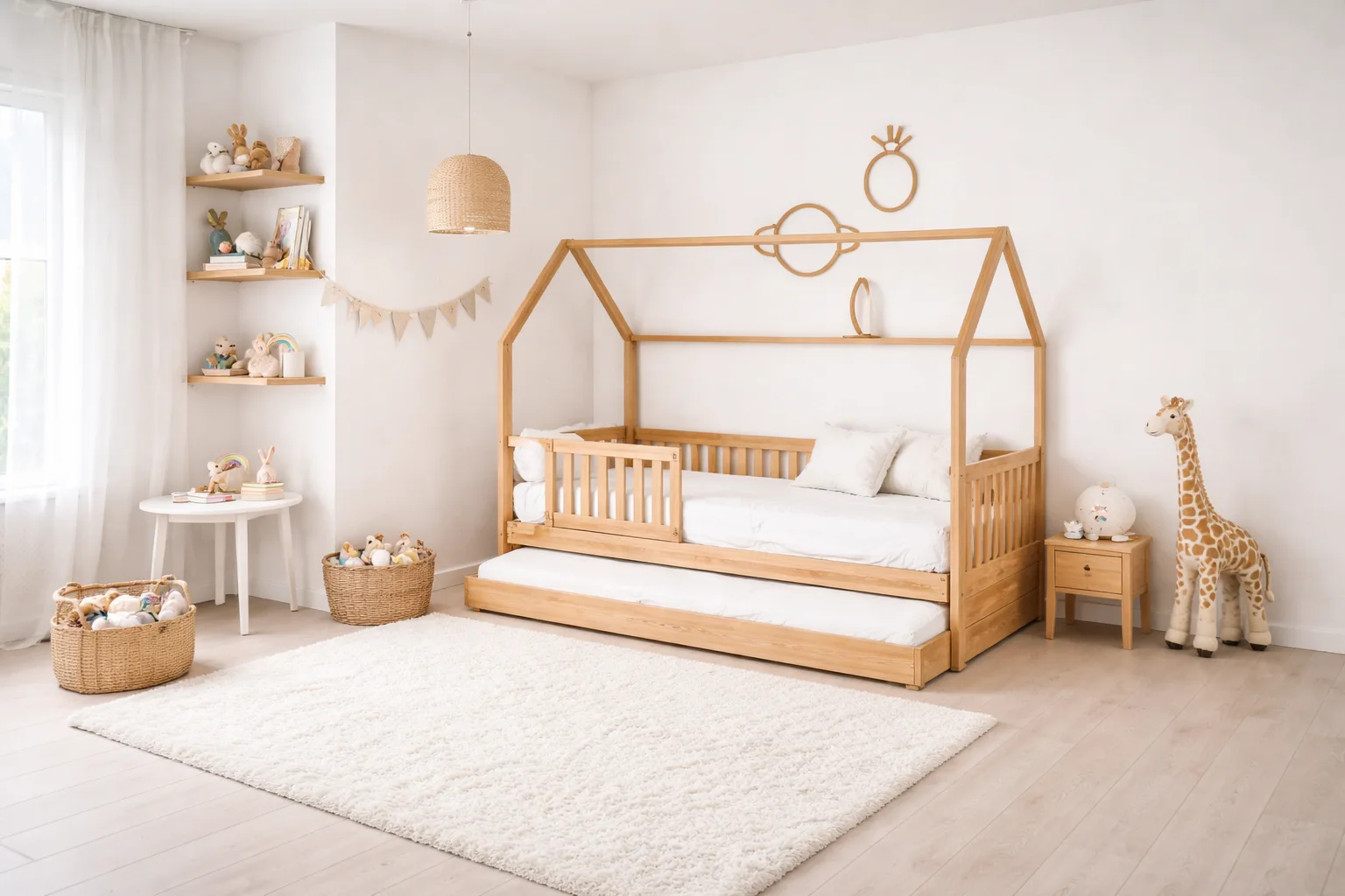 Lit Montessori évolutif - 100 % Bois Naturel - 3 tailles