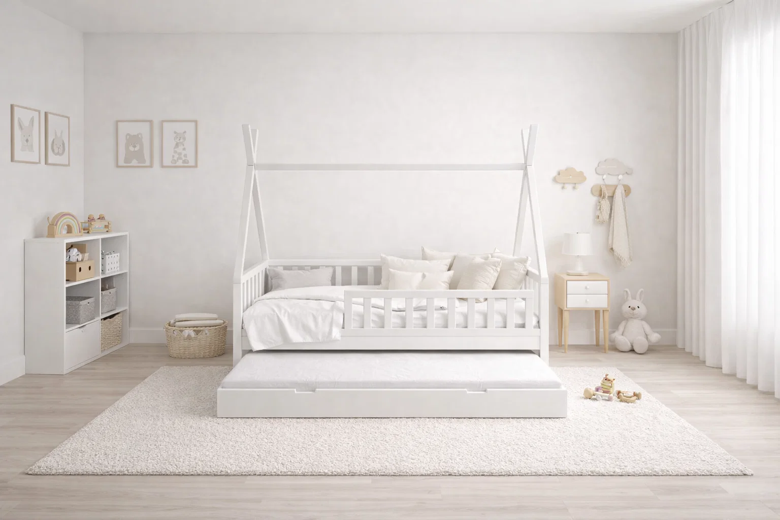 Lit Montessori évolutif - 100 % Bois Naturel - 3 tailles